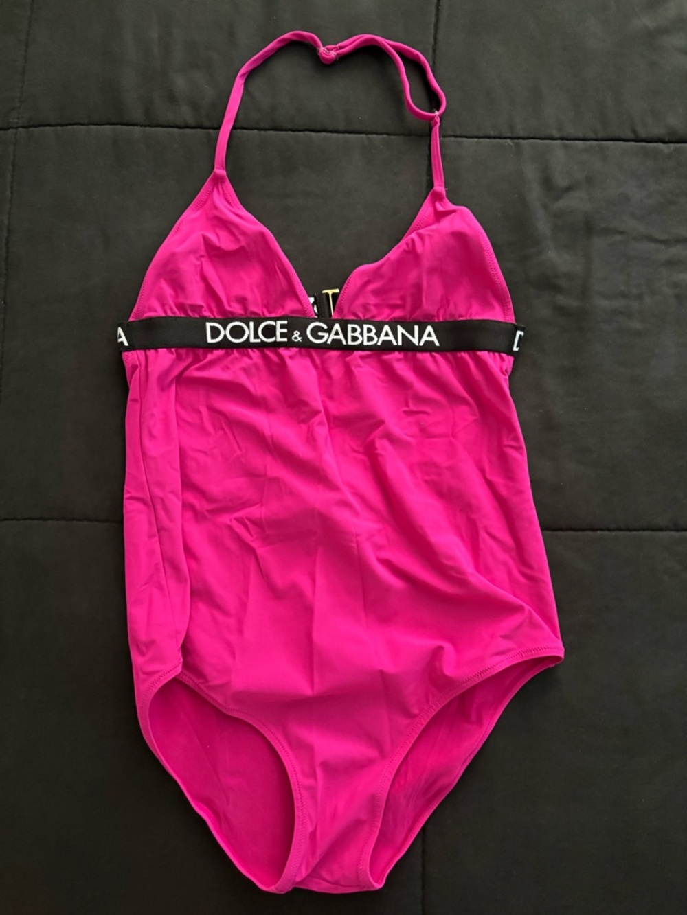 Girls Dolce & Gabbana Hot Pink Logo-Trim One-Piece